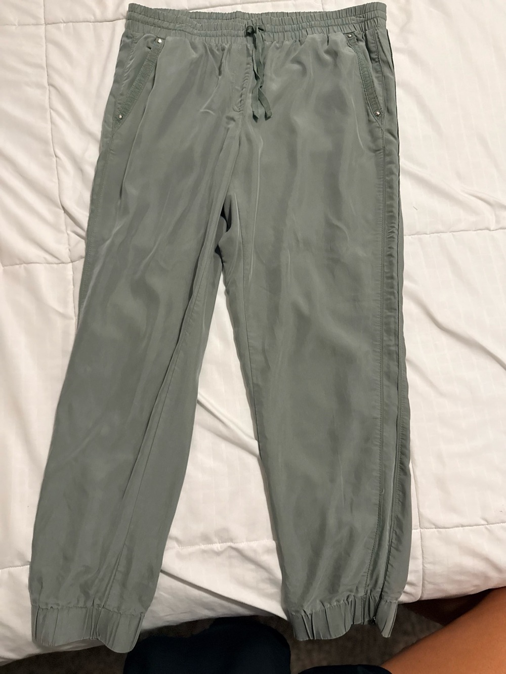 White House Black Market Women's Sage Green Drawstring Joggers